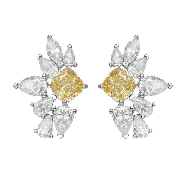 Cushion Cut Diamond 14K (or 18k upon request) Gold Marquise Earrings - Picture 4 of 4